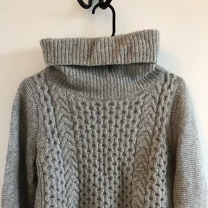 Club Monaco grey turtleneck cropped wool sweater